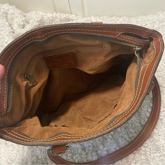 PATRICIA Nash Chestnut Brown Leather Handbag Tote Purse - Picture 7 of 9